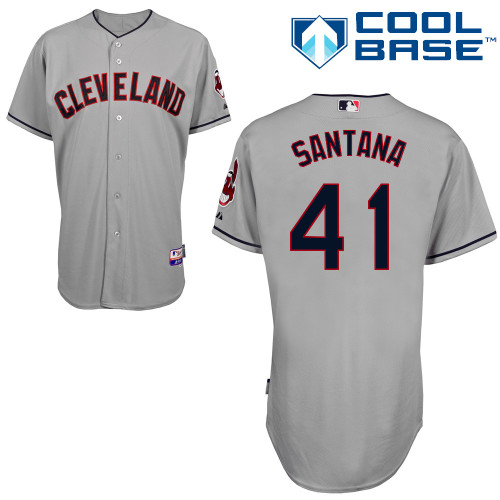 Carlos Santana #41 MLB Jersey-Cleveland Indians Men's Authentic Road Gray Cool Base Baseball Jersey